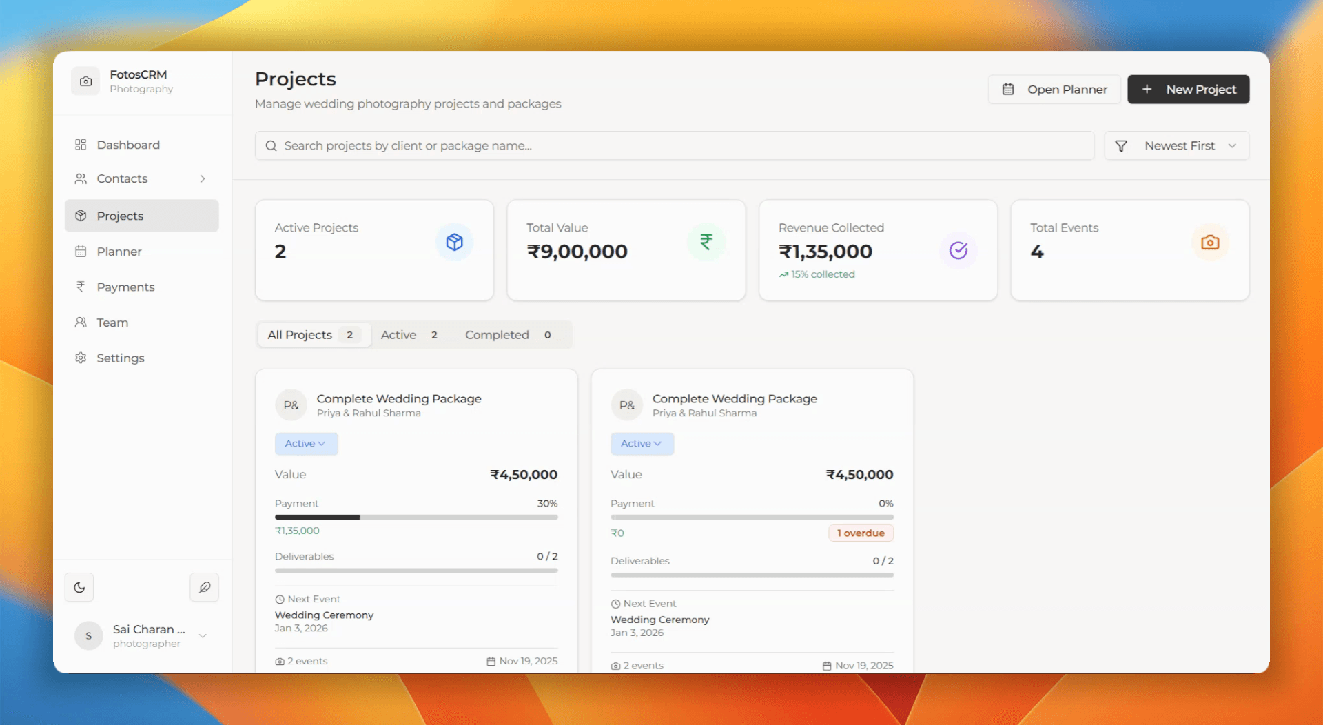 FotosCRM Dashboard Preview